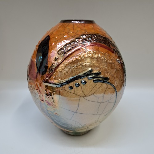 #251258 Vase Raku, Three-Times Fired $42 at Hunter Wolff Gallery